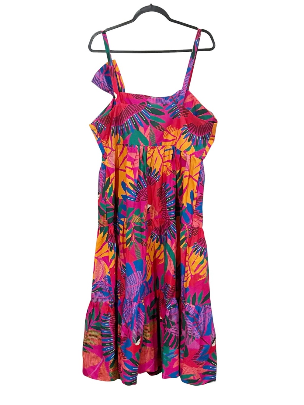 Anthropologie Farm Rio Macaw Bow Maxi Dress Tropical Print Sundress Plus Size XL - Picture 5 of 6